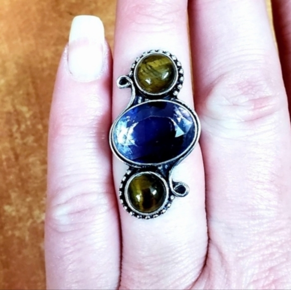New Amethyst & Tigers Eye Silver Ring. - Picture 9 of 9